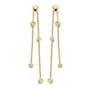 18K Bezel Set Diamond Drop Earrings